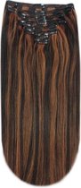 Remy Human Hair extensions straight 18 - zwart / rood 1B/30
