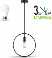 Geometrische hanglamp rond  - kleur zwart incl. 3 step dimming LED lamp - 2700K - 800 lumen