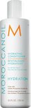 Witte Moroccanoil Hydrating Conditioner fles met oranje M-logo. Tekst in Engels, Frans.