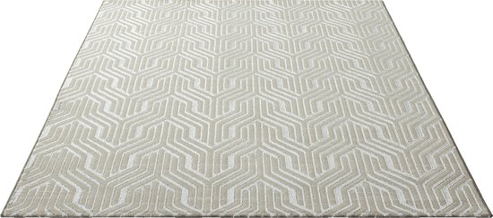 the carpet Vloerkleed Mila modern tapijt woonkamer, elegant glanzend kortpolig woonkamer tapijt in crème met geometrisch patroon, tapijt 160 x 230 cm
