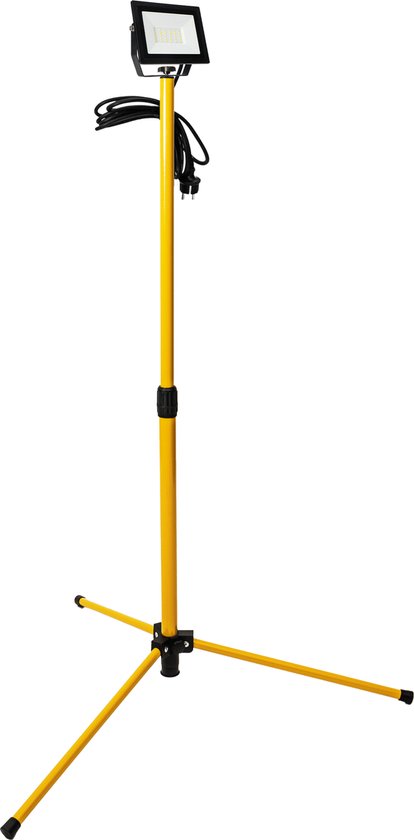 HOFTRONIC LED Bouwlamp Op Statief - 2 X 30 Watt - 6400K - Acculamp - Verstelbare Werklamp Met Accu 4 Lichtstanden Ip65 Spatwaterdicht