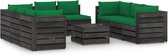 vidaXL - 9-delige - Loungeset - met - kussens - grijs - geïmpregneerd - hout