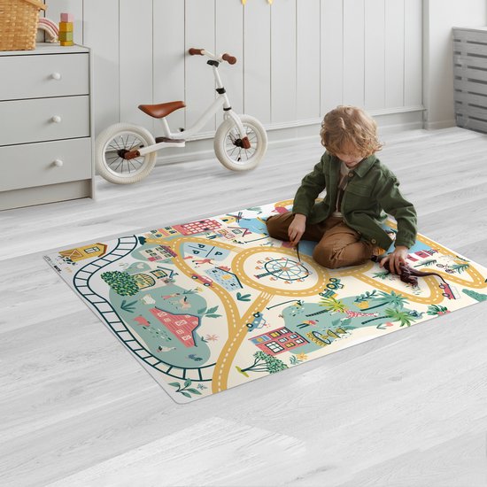 LetsPlaymats® Speelmat baby kinderen - Reuzenrad - Stad - Dieren - Auto - Kinderen - Speelkleed van vinyl - Speeltapijt - Antislip - 70x105 cm van LetsPlaymats® — afbeelding 2