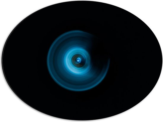 Dibond Ovaal - Abstracte Blauwe Lichtcirkel - 56x42 cm Foto op Ovaal (Met Ophangsysteem)