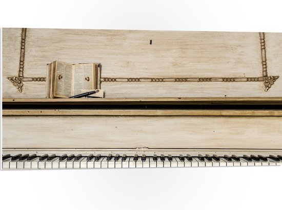 PVC Schuimplaat- Oude Wit Houten Piano - 100x50 cm Foto op PVC Schuimplaat