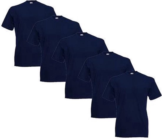 T-shirt Fruit of the Loom Valueweight, Navy, Size 5XL (5 pièces non imprimées)