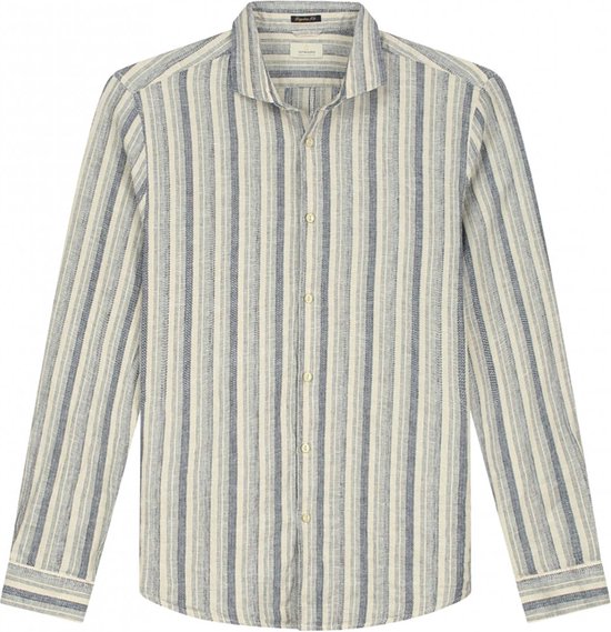 Dstrezzed Shirt Fancy Linen Stripe - met lange mouwen - Heren Donkerblauw - Maat XL