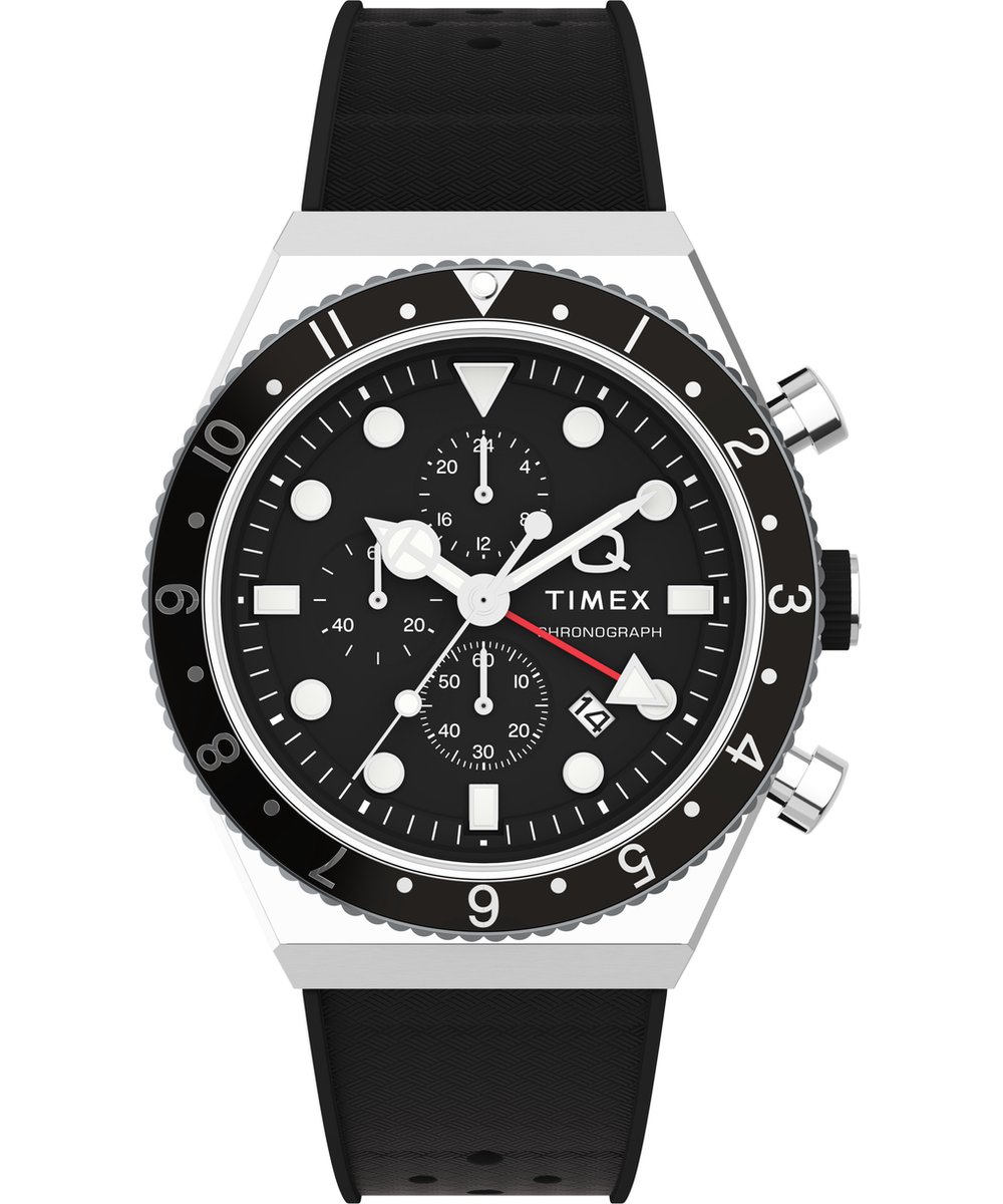 Timex Q Gmt Chrono TW2V70000 Horloge - Rubber - Zwart - Ø 40 mm