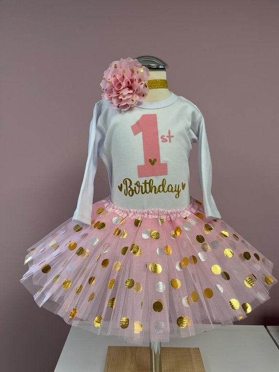 Verjaardag-outfit-1 jaar-eerste verjaardag-kleedje-verjaardagjurk-little girl dress-fotoshoot kleding baby 1 jaar-baby first birthday outfit-set-jarig-fotoshoot-tutu-kinderverjaardag-feestkleding-set Dewi (mt 80)