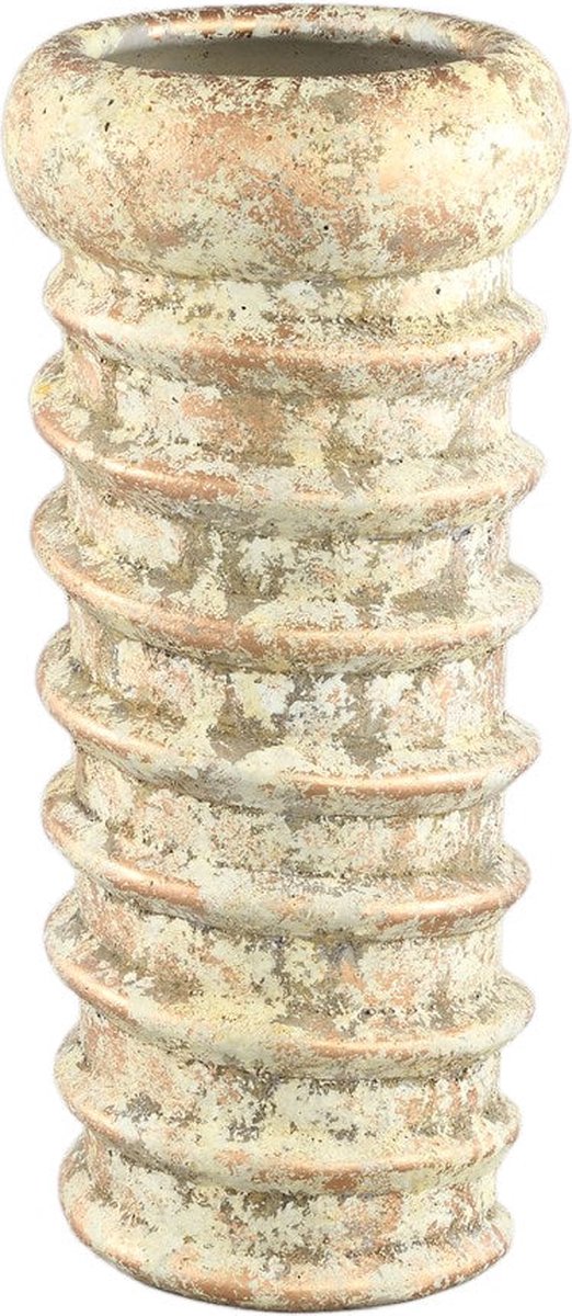 PTMD Zero Bloempot - 22 x 22 x 50 cm - Cement - Creme