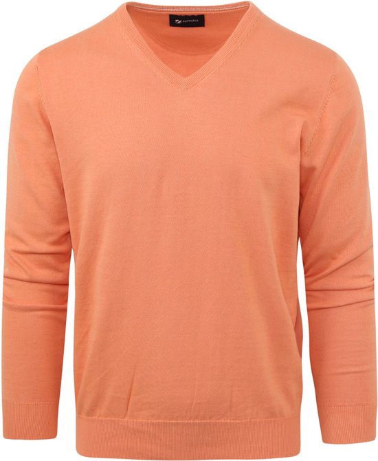 Suitable - Pullover Vini V-Hals Oranje - Heren - Maat XL - Slim-fit