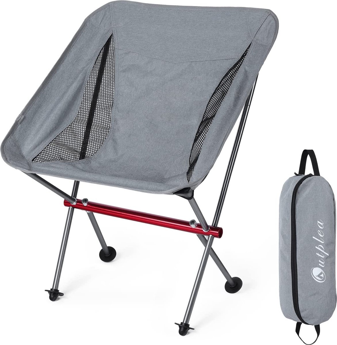 Opvouwbare campingstoel, ultralichte klapstoel, snelle demontage en montage, draagbare strandstoel met draagtas voor picknick, kamperen, buiten, wandelen, grijs