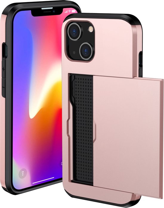 imoshion Hoesje met Pasjeshouder - Geschikt voor iPhone 13 - Backcover met pasjeshouder - Rosé Goud