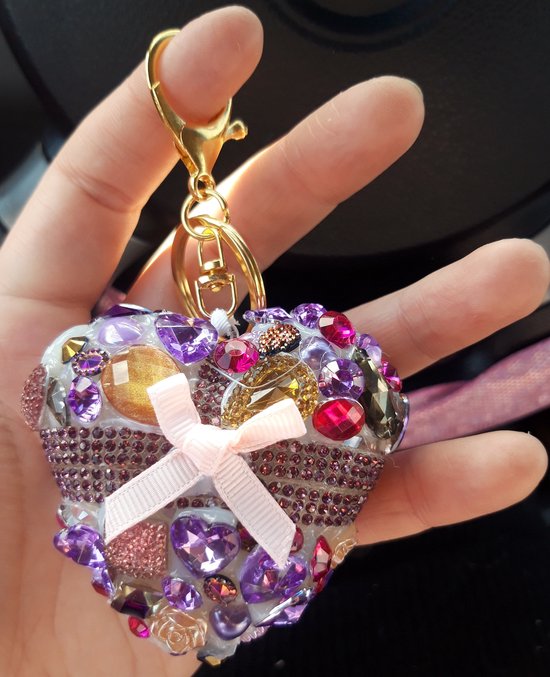Porte-clés Sac pendentif rose violet paillettes pendentif strass Astuce  cadeau pour