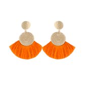 Boucles d'oreilles Luna | Oranje / Or | Boucles Boucles d'oreilles pendantes | 9x8cm | Mode Favorite