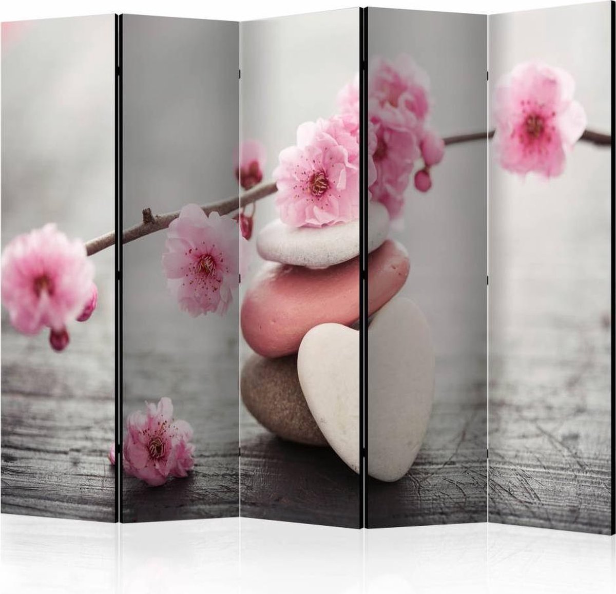 Vouwscherm / Kamerscherm - Zen bloemen 225x172cm , gemonteerd geleverd, dubbelzijdig geprint