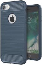 Apple iPhone 7/8 Geborsteld Blauw TPU Hoesje