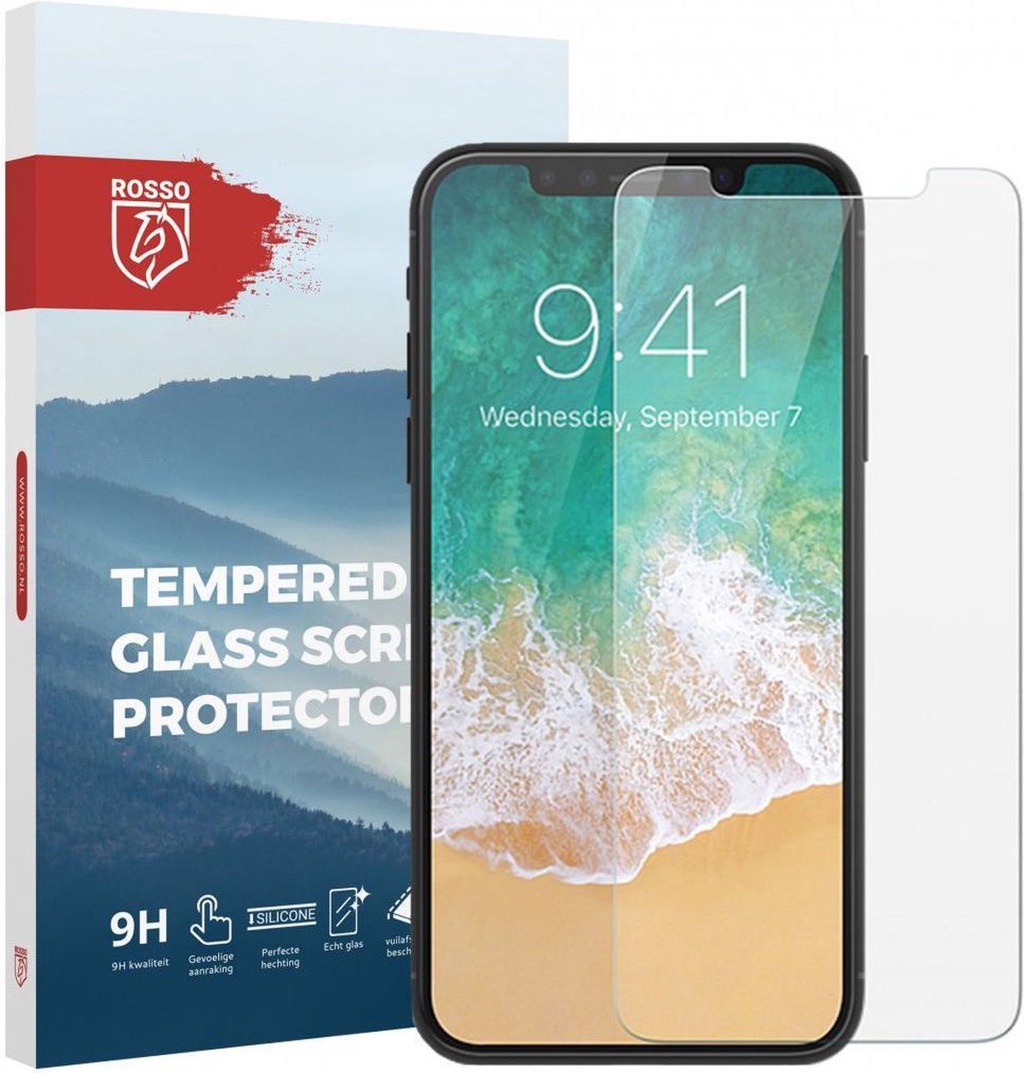Rosso Tempered Glass Screebnprotector Geschikt voor Apple iPhone X