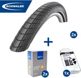 Fietsband - Schwalbe - Buiten- & binnenbanden (2x2 stuks) - Big Apple R-Guard & DV13 - 26 inch x 1.50 - 2.40- 40 mm - Met plaksetje