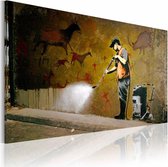 Schilderij - Banksy - Graffiti Verwijderen, 40x60cm , wanddecoratie , premium print op canvas