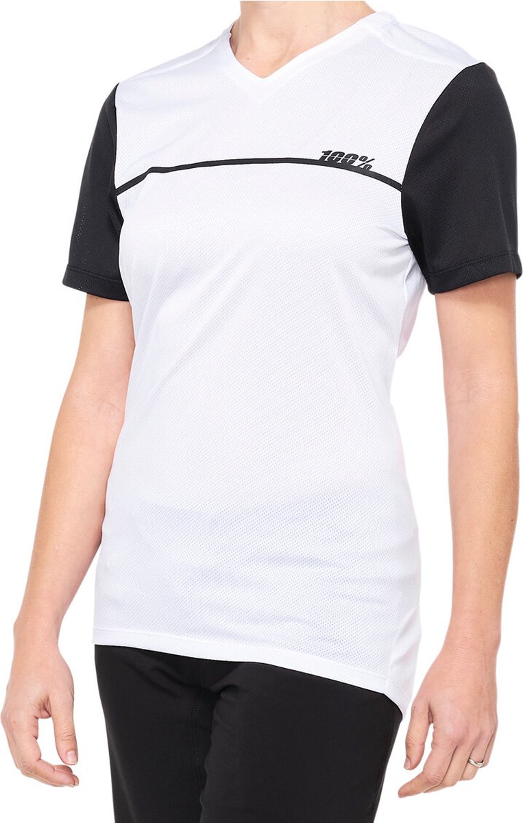 100% Ridecamp Jersey met korte mouwen Dames, wit/zwart