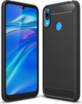 Huawei Y7 (2019) Geborsteld TPU Hoesje Zwart