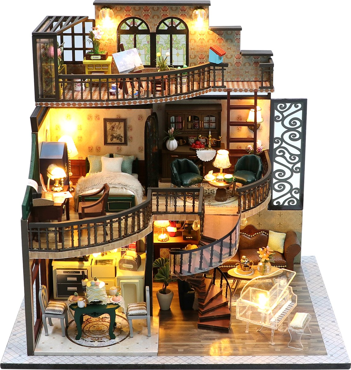 Kit de maquette 3D en bois - Maison de poupée (48,6x37,6x54,0 cm)