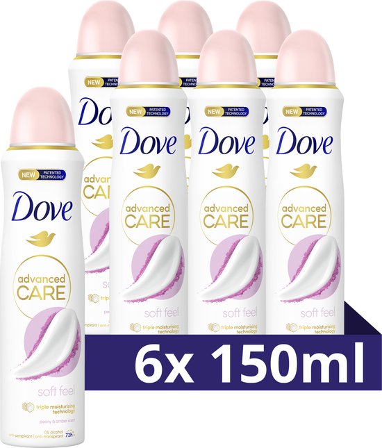 Dove Advanced Care Soft Feel Anti-Transpirant Deodorant Spray - 6 x 150 ml - Voordeelverpakking