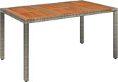 vidaXL - Tuintafel - met - houten - blad - 150x90x75 - cm - poly - rattan - grijs