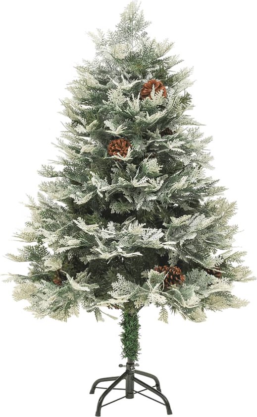 Kerstboom met dennenappels en sneeuw 150 cm PVC en PE