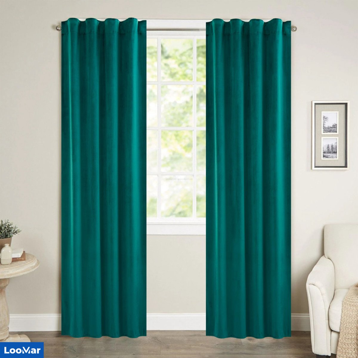 LooMar Gordijn - Verduisterend Gordijn - Set van 2 - 135x225 - Groen