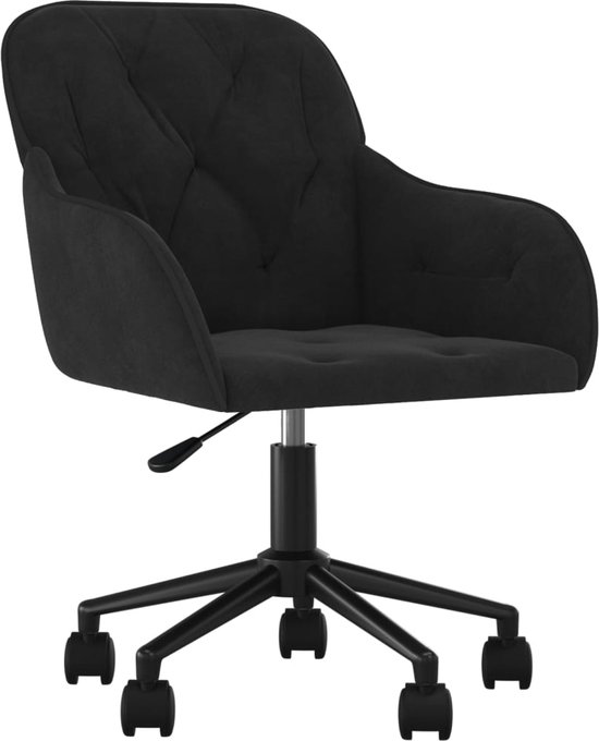 vidaXL - Kantoorstoel - draaibaar - fluweel - zwart
