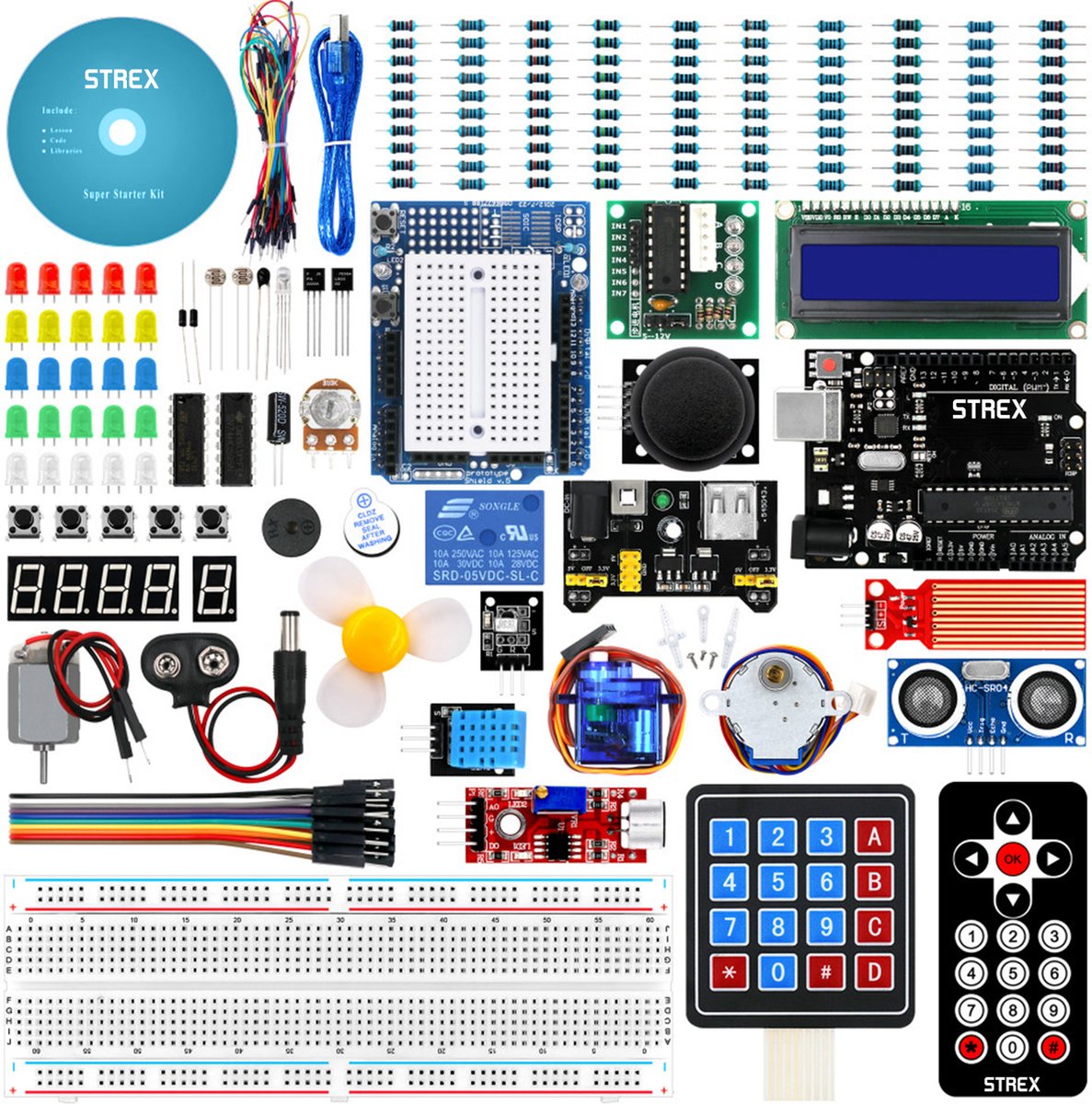 Strex Starter Kit geschikt voor Arduino - ATmega328P - 244 Delig - In Plastic Opbergdoos - Strex