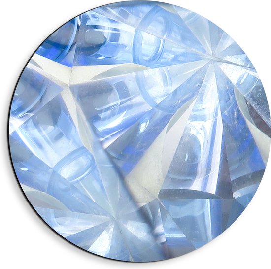 Dibond Muurcirkel - Abstracte Lichtblauwe Vakken in Tegengestelde Richtingen - 40x40 cm Foto op Aluminium Muurcirkel (met ophangsysteem)