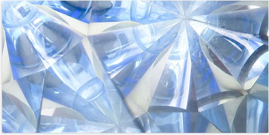 Poster Glanzend – Abstracte Lichtblauwe Vakken in Tegengestelde Richtingen - 100x50 cm Foto op Posterpapier met Glanzende Afwerking