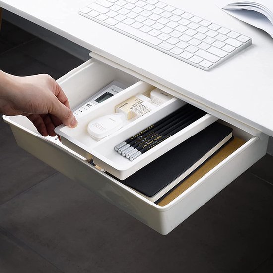 Tiroir sous le bureau, boîte de rangement cachée, sous la table, tiroir,  organisateur,... | bol