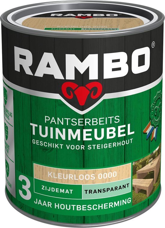 Rambo Pantserbeits Tuinmeubel Zijdeglans - Makkelijk Verwerkbaar - Waterproof - Kleurloos - 0.75L