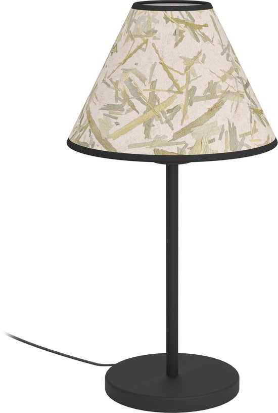 Lampe de Table EGLO Oxpark - E27 - 41,5 cm - Zwart/ Wit/ Vert - Bamboe