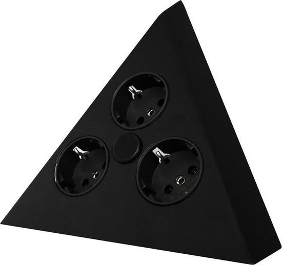 Hoek stopcontact zwart Thebo driehoek 3-voudig | bol.com