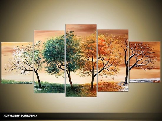 Peinture acrylique Nature | Orange, vert | 150x70cm 5Liège peint à la main