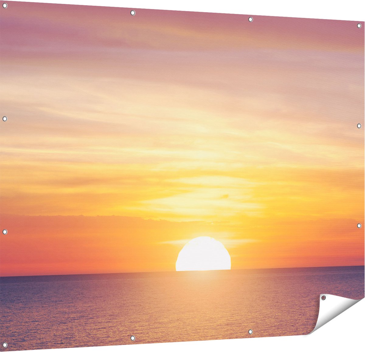 Gards Tuinposter Zonsondergang op de Zee - 150x120 cm - Tuindoek - Tuindecoratie - Wanddecoratie buiten - Tuinschilderij Multikleur