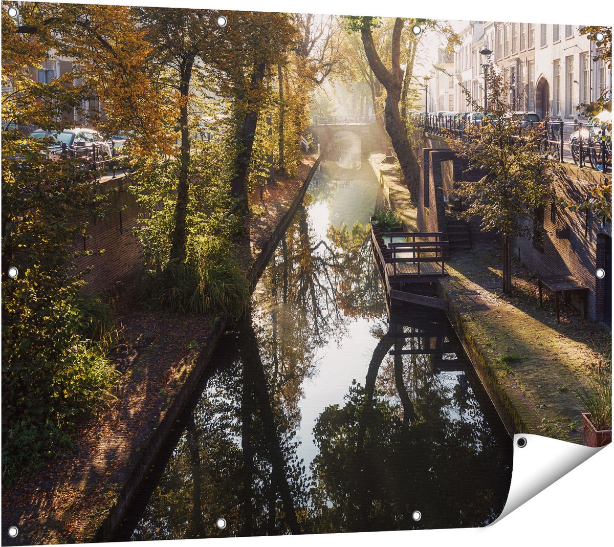 Gards Tuinposter Nieuwe Gracht in Utrecht - 120x90 cm - Tuindoek - Tuindecoratie - Wanddecoratie buiten - Tuinschilderij Multikleur