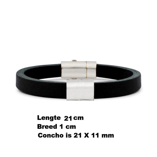 Terra Genova -Aparte armband - van zwart leer - met grote concho