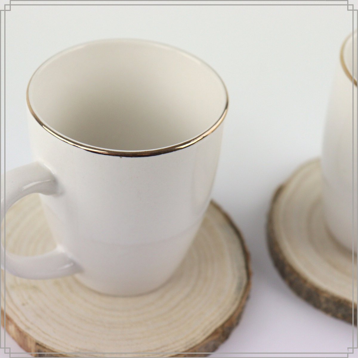 OTIX Koffiekopjes met oor - Mokken Set - Koffietassen - Wit - met Goud - 200ml - Vaatwasser bestendig - Porselein - 6 stuks - CROCUS — afbeelding 2