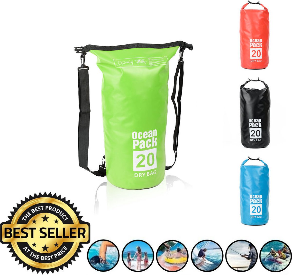 Decopatent® Waterdichte Tas - Dry bag - 20L - Ocean Pack - Dry Sack - Survival Outdoor Rugzak - Drybags - Boottas - Zeiltas -Groen