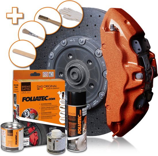 Kit de peinture pour étriers de frein Foliatec - Vintage Copper Metallic - 3 composants - Nettoyant pour jantes inclus