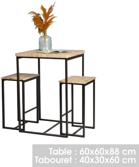 Urban Living - Table haute de bar avec 2 chaises de bar / tabourets |  bol.com