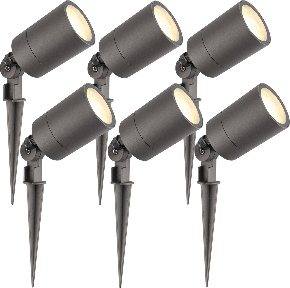Ledvion - 6X LED Prikspots - Antraciet - IP65 - 5W - 2700K - 2M