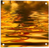 Tuinposter – Gouden Gloed over Rimpelig Water - 50x50 cm Foto op Tuinposter (wanddecoratie voor buiten en binnen)