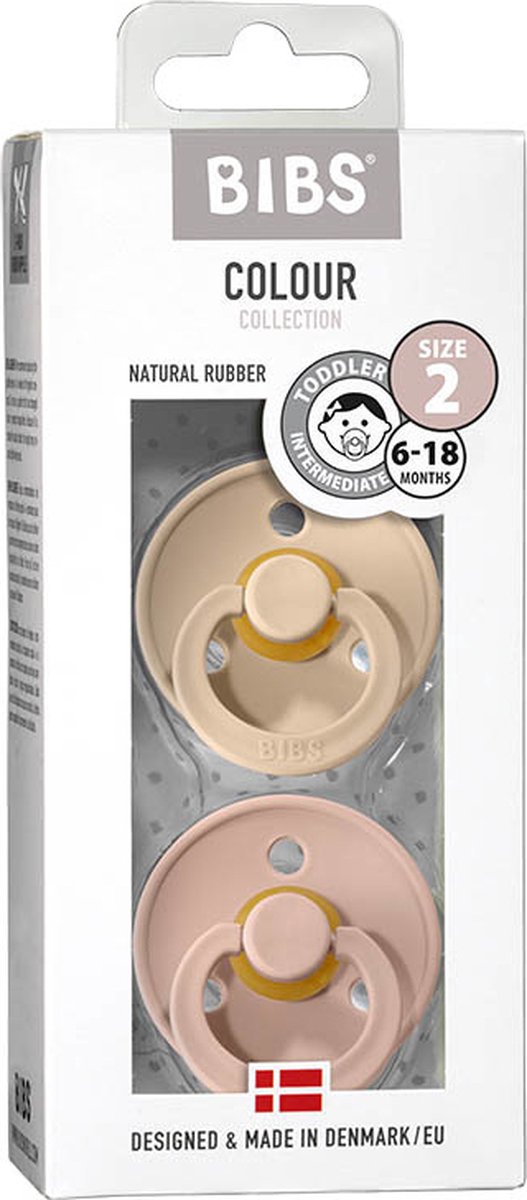 BiBS - Colour Pacifier - Maat 2 - Fopspeen - 2 stuks - Vanilla / Blush van BIBS — afbeelding 3